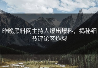昨晚黑料网主持人爆出爆料，揭秘细节评论区炸裂