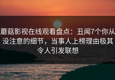 蘑菇影视在线观看盘点：丑闻7个你从没注意的细节，当事人上榜理由极其令人引发联想