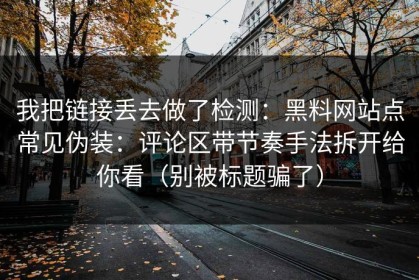 我把链接丢去做了检测：黑料网站点常见伪装：评论区带节奏手法拆开给你看（别被标题骗了）