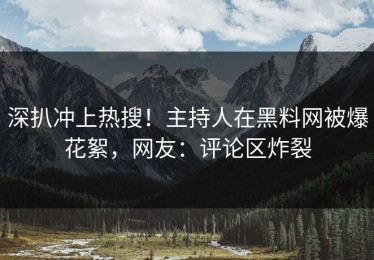 深扒冲上热搜！主持人在黑料网被爆花絮，网友：评论区炸裂