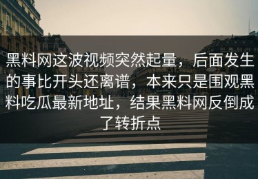黑料网这波视频突然起量，后面发生的事比开头还离谱，本来只是围观黑料吃瓜最新地址，结果黑料网反倒成了转折点
