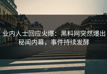 业内人士回应火爆：黑料网突然爆出秘闻内幕，事件持续发酵