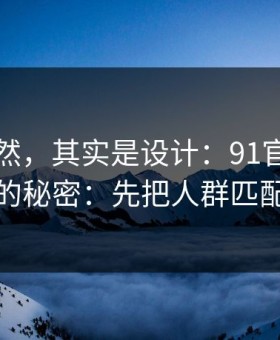 看似偶然，其实是设计：91官网越用越顺的秘密：先把人群匹配做对