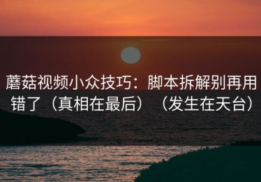 蘑菇视频小众技巧：脚本拆解别再用错了（真相在最后）（发生在天台）