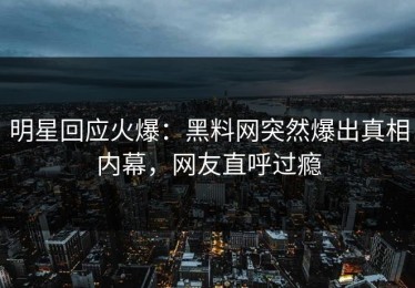 明星回应火爆：黑料网突然爆出真相内幕，网友直呼过瘾