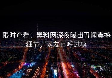限时查看：黑料网深夜曝出丑闻震撼细节，网友直呼过瘾