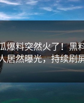 最新吃瓜爆料突然火了！黑料网主持人居然曝光，持续刷屏