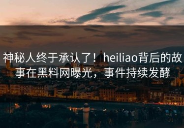 神秘人终于承认了！heiliao背后的故事在黑料网曝光，事件持续发酵