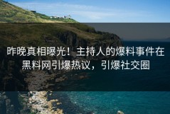 昨晚真相曝光！主持人的爆料事件在黑料网引爆热议，引爆社交圈