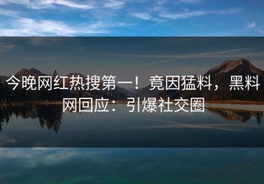 今晚网红热搜第一！竟因猛料，黑料网回应：引爆社交圈