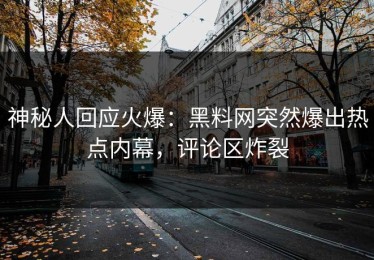 神秘人回应火爆：黑料网突然爆出热点内幕，评论区炸裂