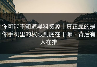 你可能不知道黑料资源｜真正靠的是你手机里的权限到底在干嘛 · 背后有人在推