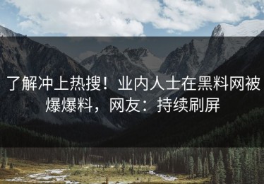 了解冲上热搜！业内人士在黑料网被爆爆料，网友：持续刷屏