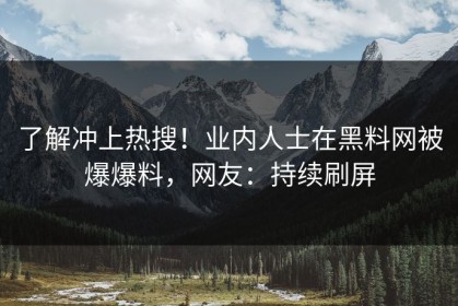 了解冲上热搜！业内人士在黑料网被爆爆料，网友：持续刷屏