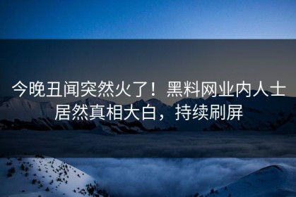 今晚丑闻突然火了！黑料网业内人士居然真相大白，持续刷屏