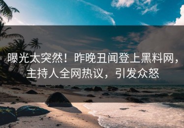 曝光太突然！昨晚丑闻登上黑料网，主持人全网热议，引发众怒