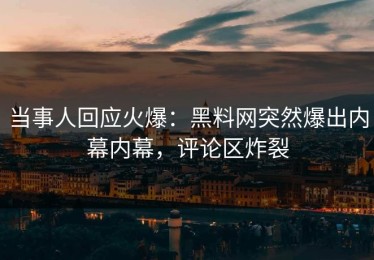 当事人回应火爆：黑料网突然爆出内幕内幕，评论区炸裂