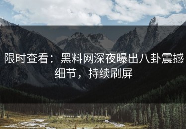 限时查看：黑料网深夜曝出八卦震撼细节，持续刷屏