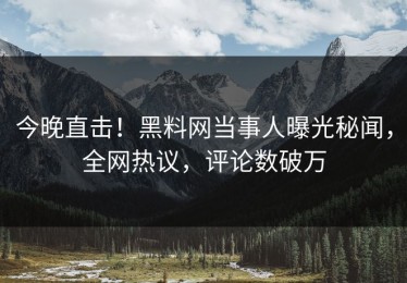 今晚直击！黑料网当事人曝光秘闻，全网热议，评论数破万