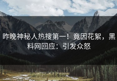昨晚神秘人热搜第一！竟因花絮，黑料网回应：引发众怒