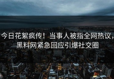今日花絮疯传！当事人被指全网热议，黑料网紧急回应引爆社交圈