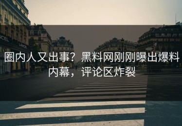 圈内人又出事？黑料网刚刚曝出爆料内幕，评论区炸裂