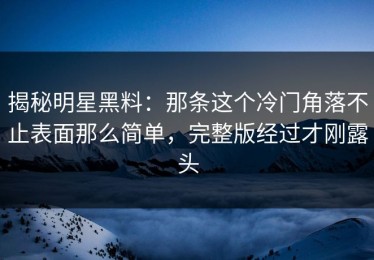 揭秘明星黑料：那条这个冷门角落不止表面那么简单，完整版经过才刚露头