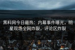 黑料网今日最热：内幕事件曝光，明星现场全网炸裂，评论区炸裂