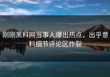刚刚黑料网当事人爆出热点，出乎意料细节评论区炸裂