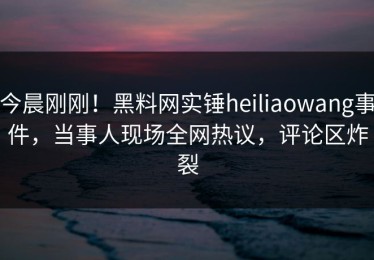 今晨刚刚！黑料网实锤heiliaowang事件，当事人现场全网热议，评论区炸裂