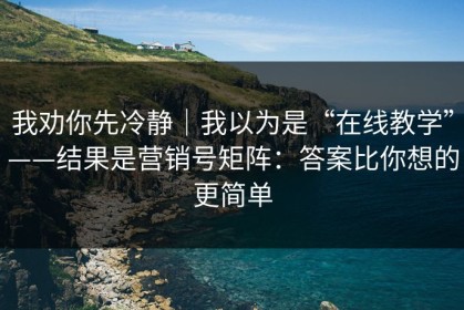 我劝你先冷静｜我以为是“在线教学”——结果是营销号矩阵：答案比你想的更简单