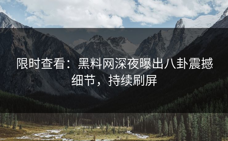 限时查看：黑料网深夜曝出八卦震撼细节，持续刷屏