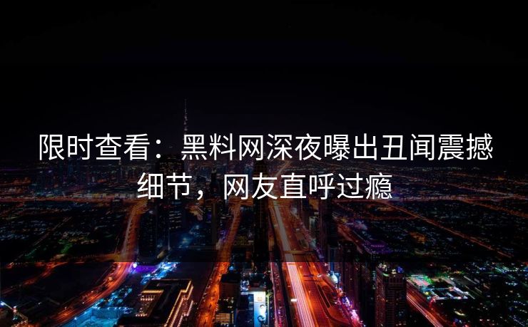 限时查看：黑料网深夜曝出丑闻震撼细节，网友直呼过瘾