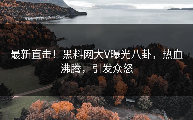 最新直击！黑料网大V曝光八卦，热血沸腾，引发众怒