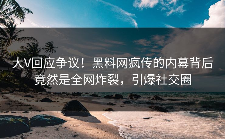 大V回应争议！黑料网疯传的内幕背后竟然是全网炸裂，引爆社交圈