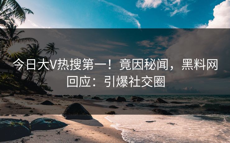 今日大V热搜第一！竟因秘闻，黑料网回应：引爆社交圈