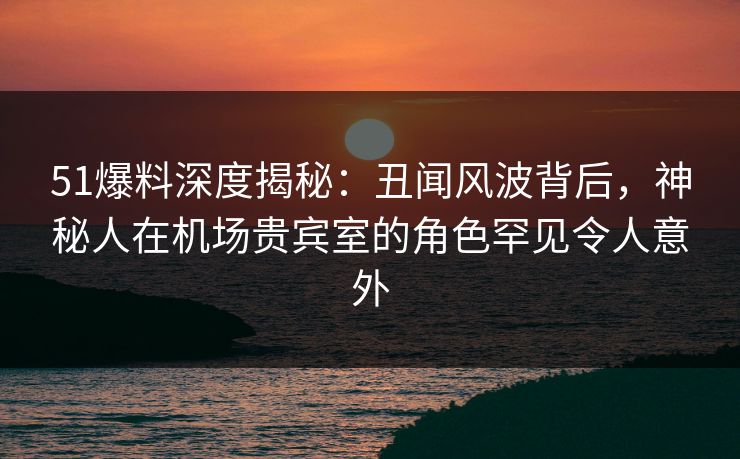 51爆料深度揭秘：丑闻风波背后，神秘人在机场贵宾室的角色罕见令人意外
