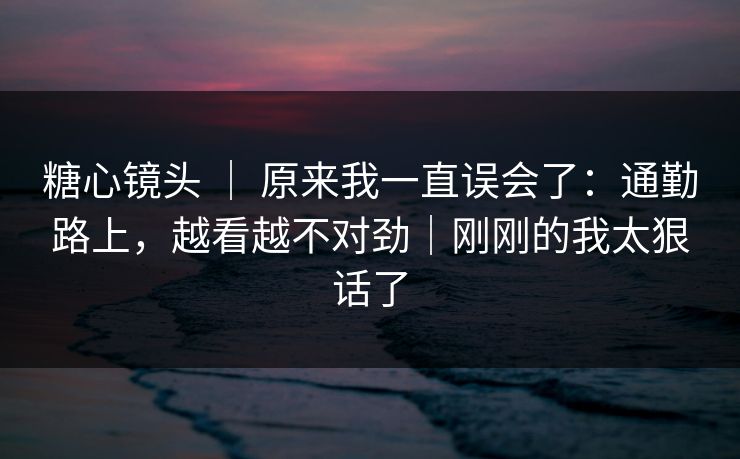 糖心镜头 ｜ 原来我一直误会了：通勤路上，越看越不对劲｜刚刚的我太狠话了