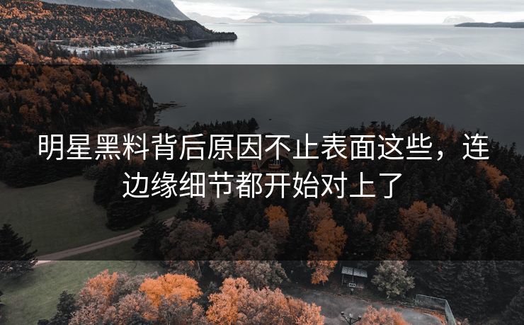 明星黑料背后原因不止表面这些，连边缘细节都开始对上了